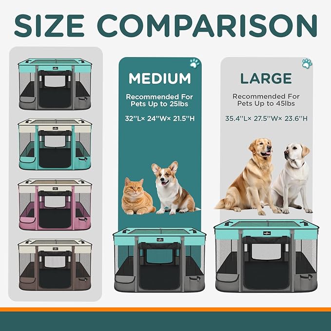 Paw Ballet Foldable Pet Kitten Playpen, Waterproof Portable Dog Cat Playpen Kennel Tent for Small Cat Dog, Retractable Shade Cover with Free Carrying Case, Indoor Outdoor Use for Small Animals.