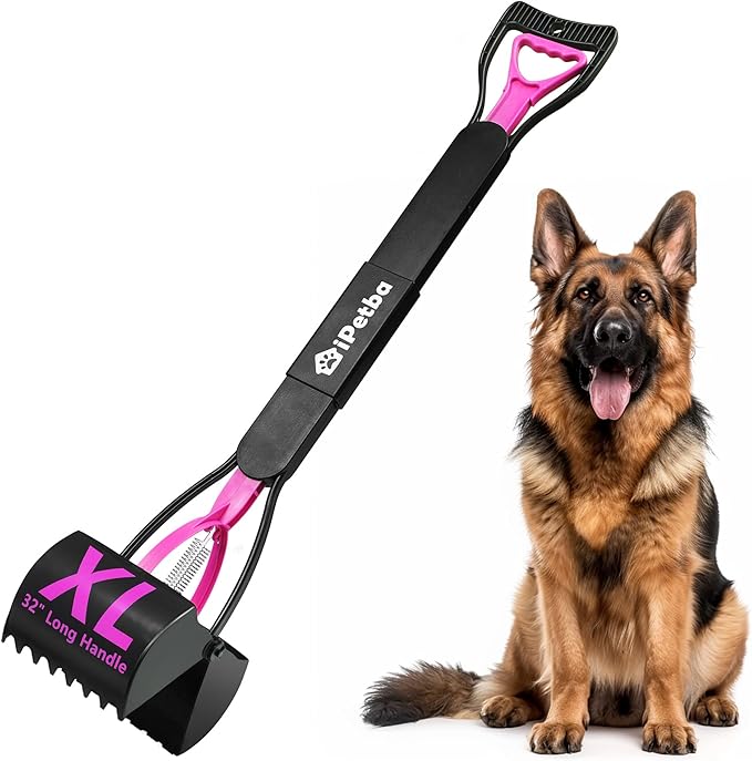 32 inch Pooper Scooper for Large Dogs – Long Handle Dog Poop Scooper for Yard, No Bending Save Back, Ease of Pickup, Grass Friendly, Sturdiness