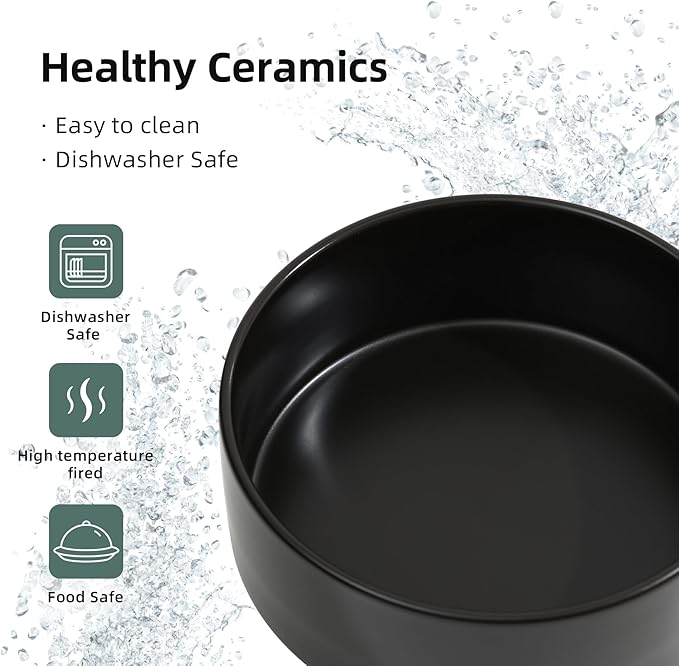 Havniva 6.1” Dog Bowl Ceramic Dog Food and Water Bowl, Durable Dog Water Bowl with Non-Slip Rubber Base Large Capacity Feeding Dishes for Small & Medium Dogs