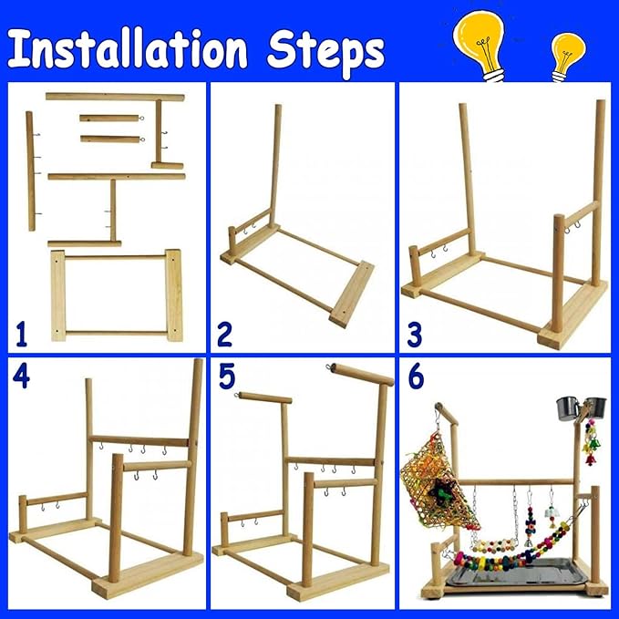 kathson Bird Playground,Parakeet Play Stand,Parrots Play Gym with Food Bowls,Cockatiel Playstand with Chewing&Exercise Toys,Birds Perch Stand for Budgie Conures Lovebirds