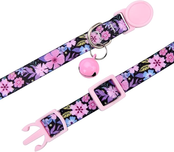 MarukoPet Cat Collar Breakaway with Bells, 3 Pack Girl Boy Pet Cat Collar with Bohemia Floral Tribal Geometric Patterns, Adjustable 7.5-12 Inch, with Safety Buckle for Kitten Cat(Set A)
