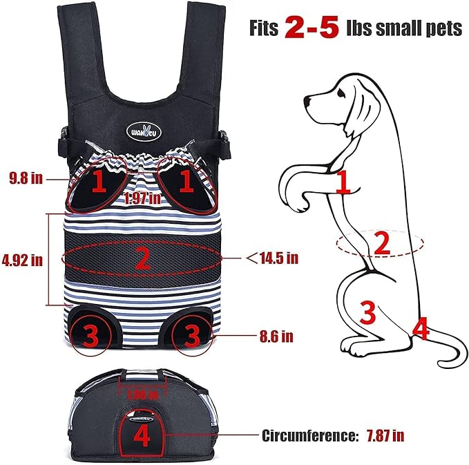 Wakytu Pet Carrier Backpack, Pet Front Dog Carrier Backpacks, Adjustable Pet Front Cat Dog Carrier Backpack Travel Bag, Legs Out, Easy-Fit for Traveling Hiking Camping for Small Cats Dogs