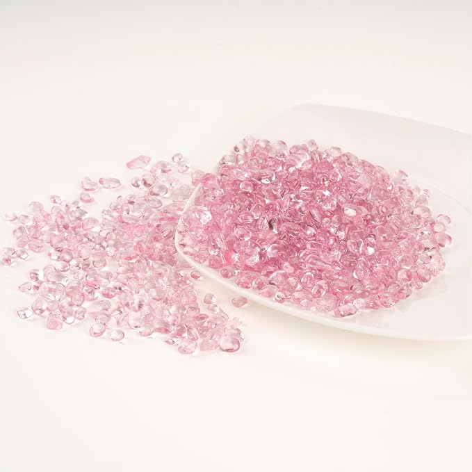 WAYBER 1 Pound Tumbled Sea Glass Pebbles Decorative Glass Stones, Pink | Vivid Long-Lasting Hues, Lustrous Polished Finish, Non-Toxic Material, Ideal for DIY Crafts & Home Decorations