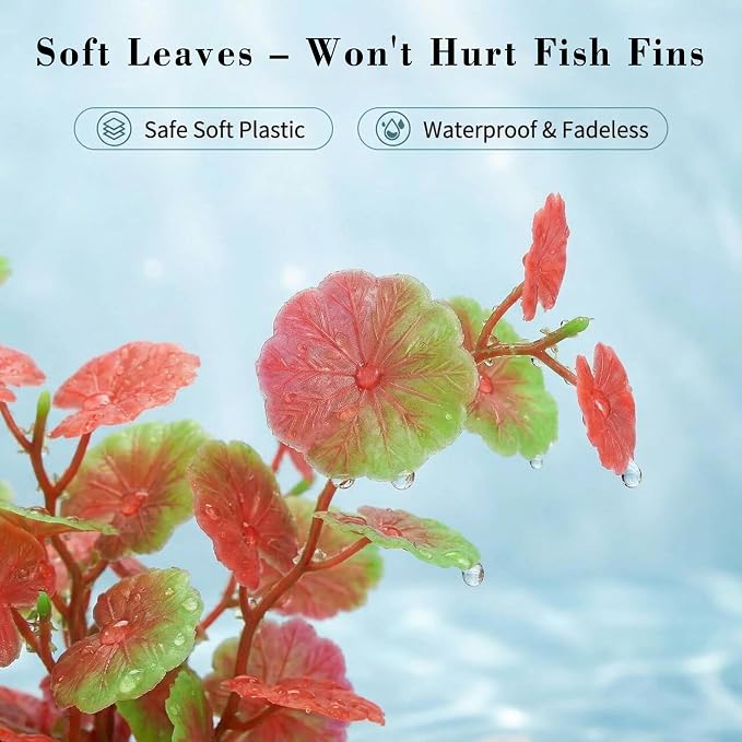 Aquarium Artificial Plants 2 Pack – Tall Realistic Fish Tank Plants Decor with Stable Base, Safe Soft Leaves for Betta, Guppy, Shrimp & Tropical Fish, Natural Aquascape Decoration for Aquarium