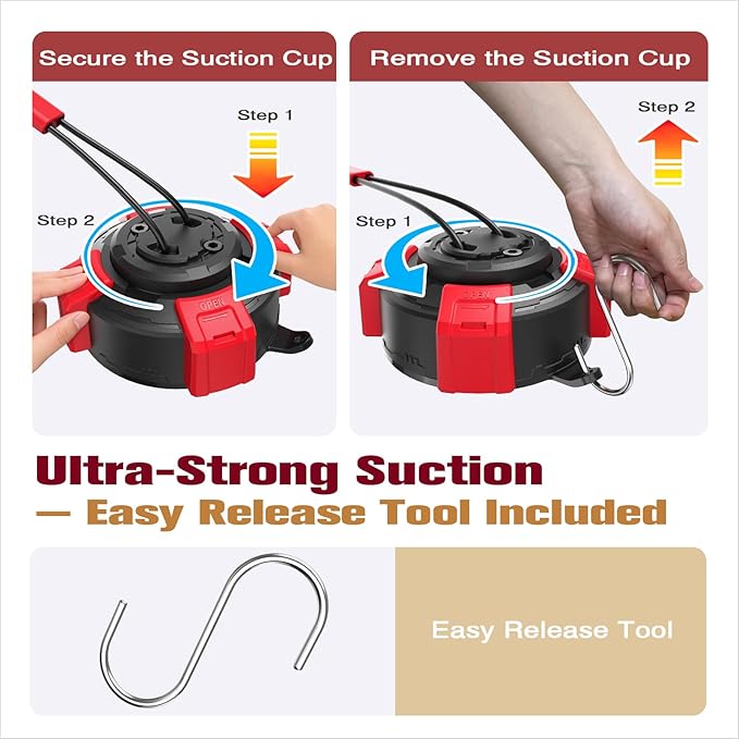 Red & Black Indestructible Suction Cup Dog Toy with Powerful Suction for Aggressive Chewers Interactive Tug of War Puzzle Enrichment Ball for Small/Medium Dogs Boredom Relief Indoor Outdoor Use