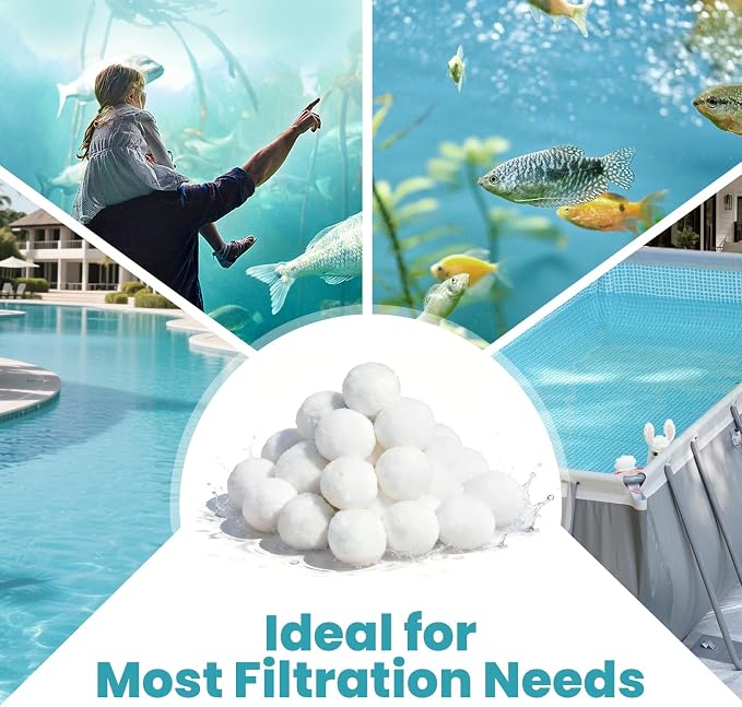 5.5 lbs Pool Filter Balls for Sand Filter, Replaces 180 lbs Sand | Reusable White Filter Balls for Swimming Pools, Lightweight Pool Filter Sand Replacement, Efficient Sand Filter Ball