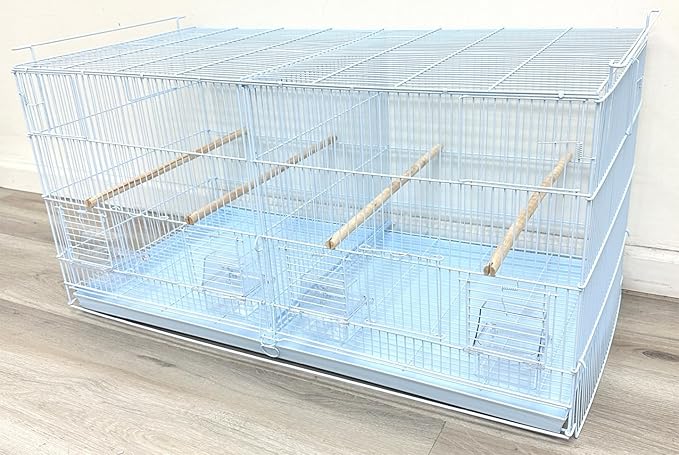 LOT of Two Extra Large 36" x 18" x 19"H Stackable Breeder Bird Flight Cage Removable Center Divider and Breeding Nest Doors with Removable Rolling Stand