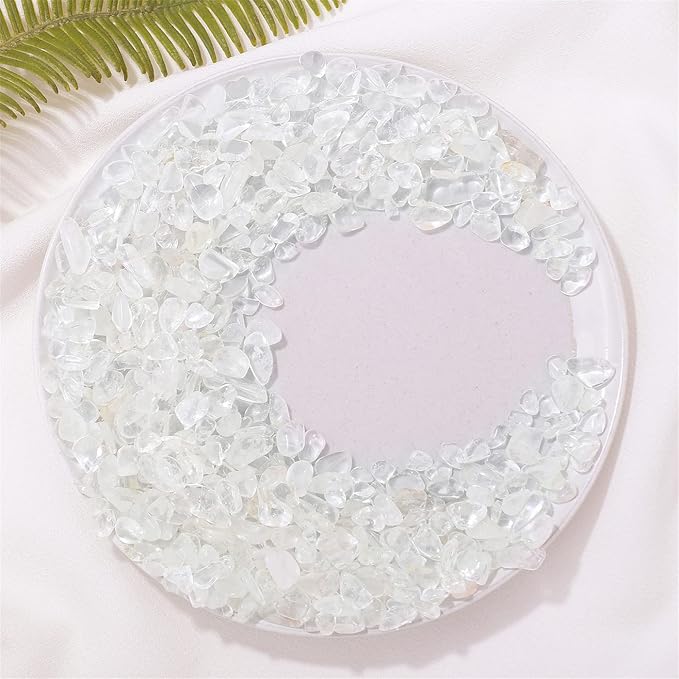 1lb Clear Quartz Aquarium Gravel Rocks Natural Tumbled Healing Crystal Chips Bulk Gemstones Crushed Stones for Fountain Vase Filler Planters Decorative Fish Tank Potted Reiki Energy Balancing