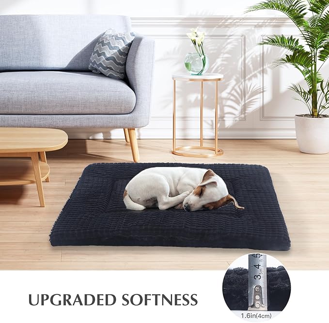 BVAGSS Reversible Dog Crate Pad, Memory Foam Pet Bed Mat, Soft Warm Machine Washable Sleeping Kennel Mattress for Small Medium Large Dogs XH079 (42''x28''x1.6'',Dark Grey)