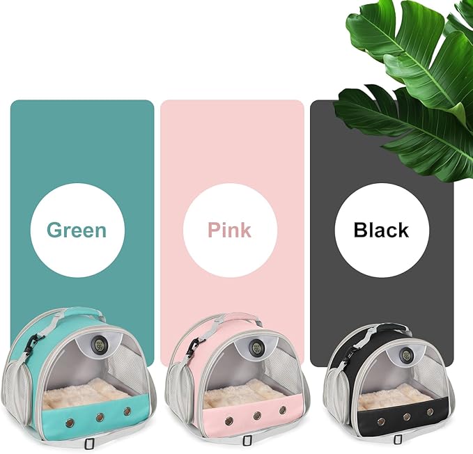 Bearded Dragon Carrier, Reptile Travel Bag with Built-in Thermometer Hygrometer, Breathable Small Animal Carrier with Clear View Window, Portable Guinea Pig Carrier for Gecko, Snake, Hamster