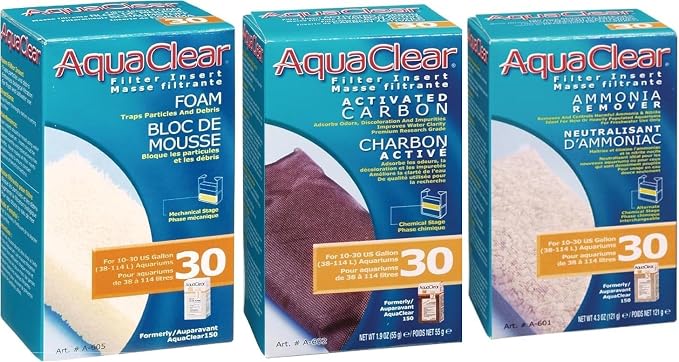 AquaClear Fluval 30 Maintenance Kit Hang on Back Aquarium Filter Aqua Clear AC30 Carbon Foam Ammonia