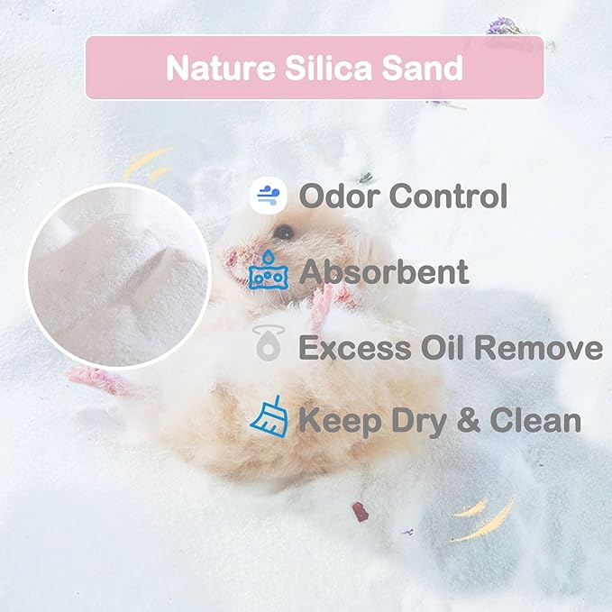 Meow&Woof Hamster Sand Bath Container & Dust-Free Bath Sand Set, 6.5" Sandbox Toilet for Hamster, Gerbil, Chinchilla, Mice – 2.2 lbs Potty Litter Sand for Small Animals (Dark Green)