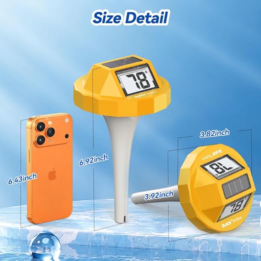 Pool Thermometer Swimming Floating | Digital Water Thermometer Sensor | Solar Powered | Easy Read | Anti-Fog, for Hot Tub, Spa & Ice Bath