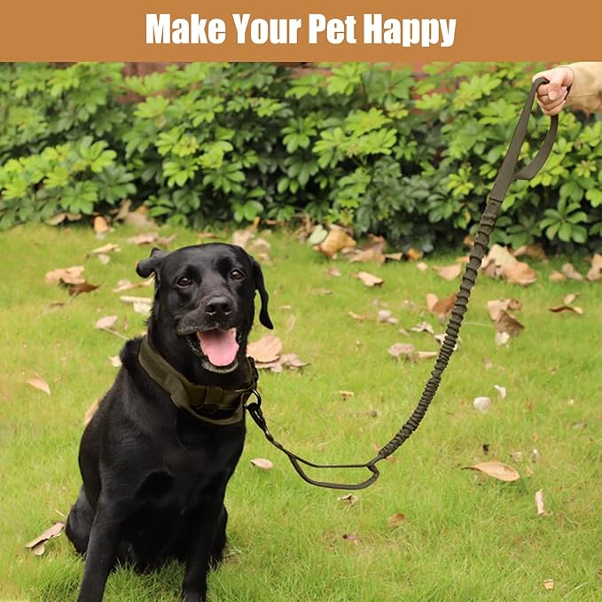 Tactical Dog Collar Leash Set, Adjustable Military Training Nylon Collar Dog Training with Control Handleand Metal Buckle, Dog Collar for Medium Large Dogs (Green,M)