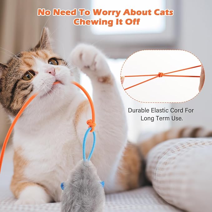 Rechargeable Electric Cat Teaser – Interactive Door Clip Teaser for Cats, 2 Motion Modes (360° Spin & Irregular Jumping), Smart Auto Cat Toy for Exercise & Fun (Orange)