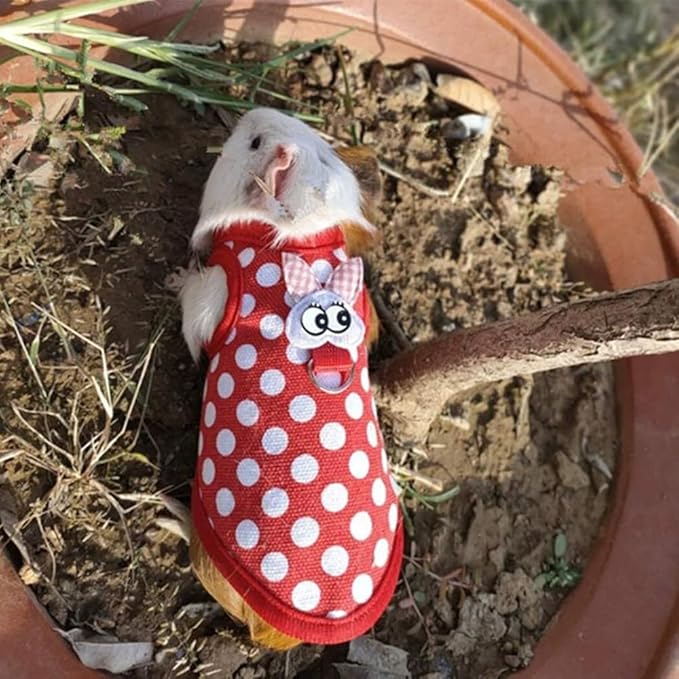 Christmas Small Animals Harness Santa Hamster Clothes Guinea Pig Harness and Leash Set Small Pet Clothes for Rats Kitty Mini Dog Hedgehog Squirrel and Small Breeds,S