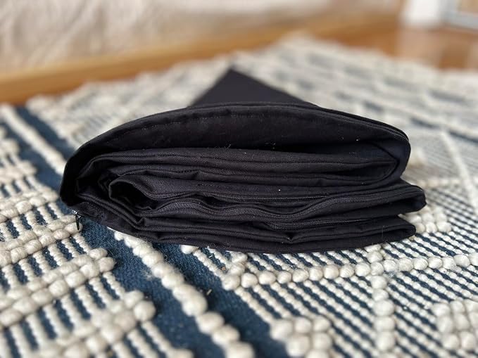 Natural 100% Cotton Canvas Round Dog Bed Cover Eco Friendly Durable Pet Bedding Dog Cushion Covers with Zippers Machine Washable Covers (Black, Medium 28 Inches)