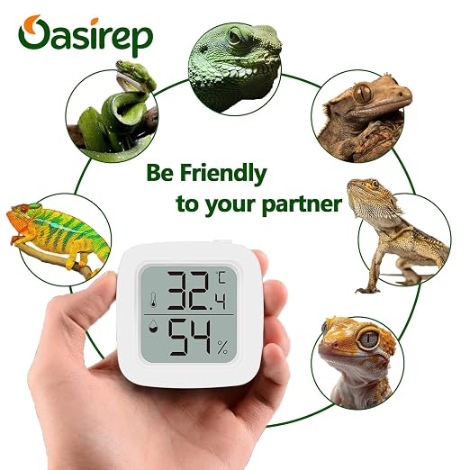 4-Pack Reptile Thermometer and Hygrometer – Digital LCD Temp & Humidity Meter for Bearded Dragon, Snake, Lizard Tanks, Incubation Boxes, Plant Terrariums & Indoor Use