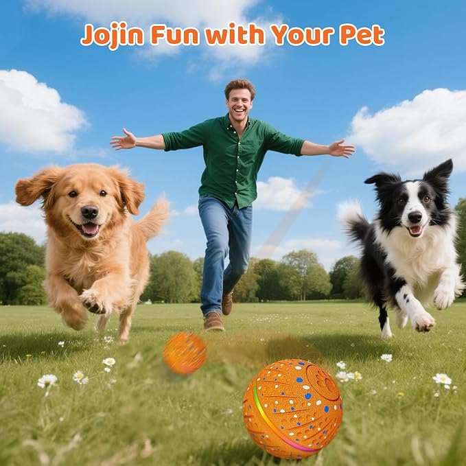 Interactive Dog Toys Dog Ball – 3 Play Modes Smart Moving Bouncing Dogs Ball, E-TPU with RGB Lights, Automatic Rolling Dog Toy for Small Medium Dogs to Keep Them Busy and Boredom Relief(Yellow)