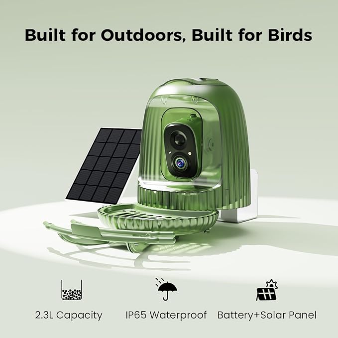 HIXX Smart Bird Feeder with 4MP Camera – Auto Capture Video, AI Bird Identification, Large Capacity & Seed Guard, Solar Powered Night Light, Live Birdwatching Camera for Lovers, Family & Friends