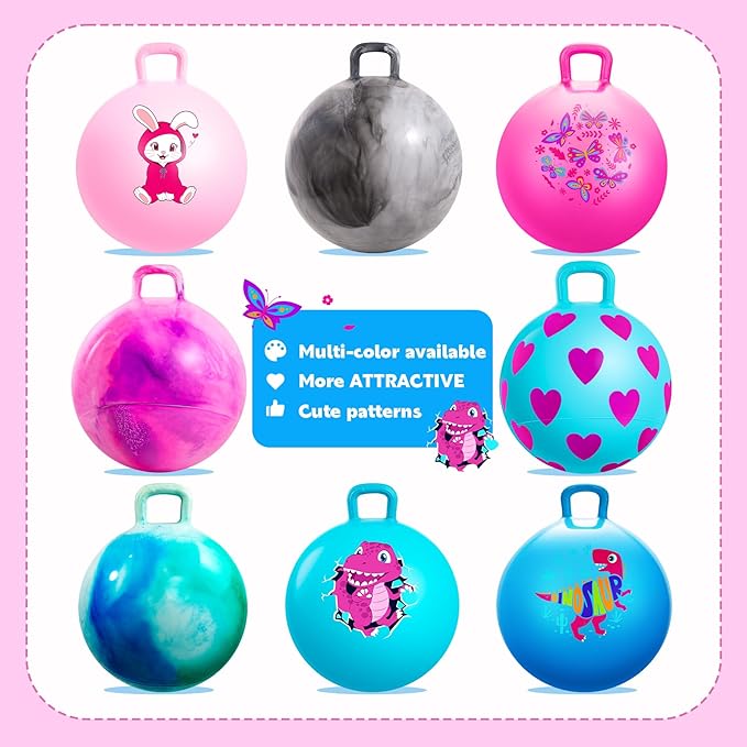 Hopper Ball for Adults & Teens 16+, 28 in Bouncy Ball with Handle, Sit On Hippity Hop Exercise with Air Pump, Active Play for Family Activities & Indoor/Outdoor Sports