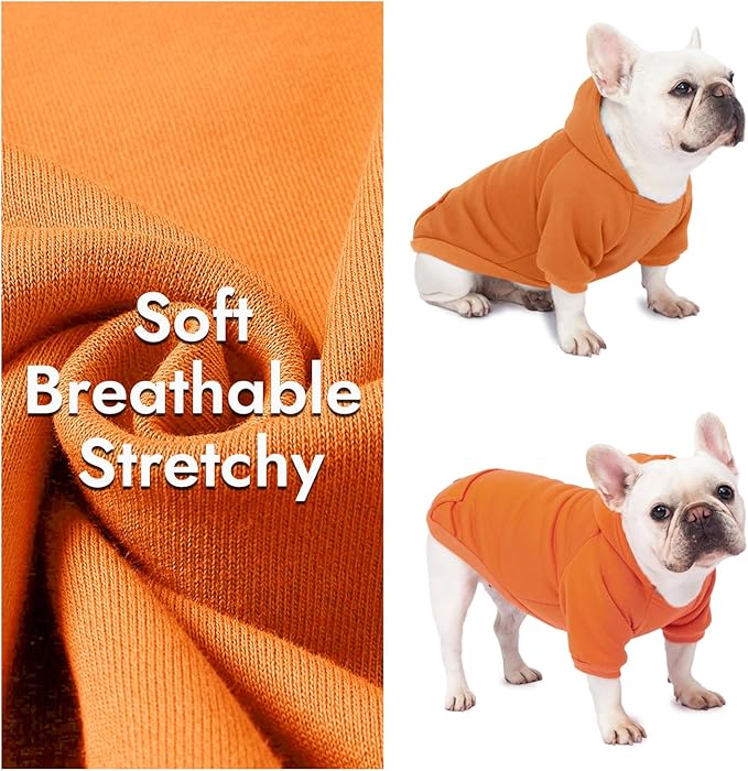 2 Pack Dog Hoodie Warm Hood Dog Sweater Cold Weather Small Dogs Sweatshirt Comfort Pet Clothes for Small Medium Dogs with Pockets (Orange, XXS (Back: 5.9",Chest: 10.6", 0.8-1.8lbs))