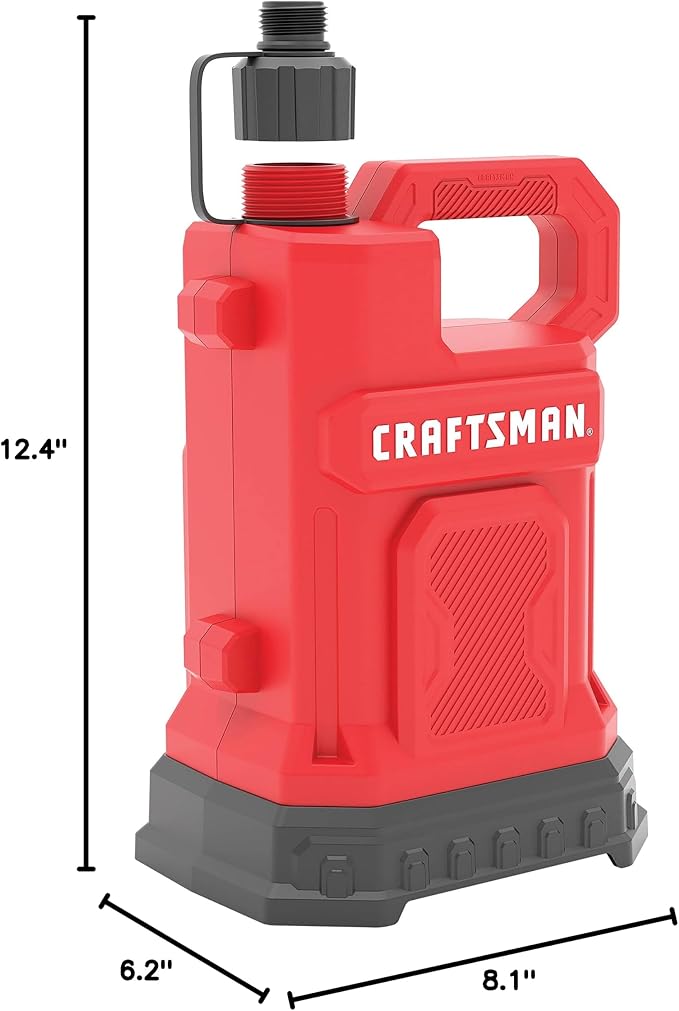 CRAFTSMAN 1/4 HP Thermoplastic Submersible Water Pump, Pumps up to 2500 GPH