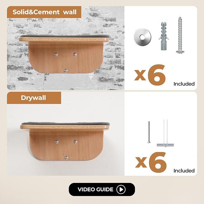 Cat Wall Shelves for Cat Wall Steps, Perch, Ladder, Wooden Floating Modern Mounted Space Saving Furniture with Scratching Cushion Removal Cover for Climbing, Jumping and Sleeping (Steps & Slide)