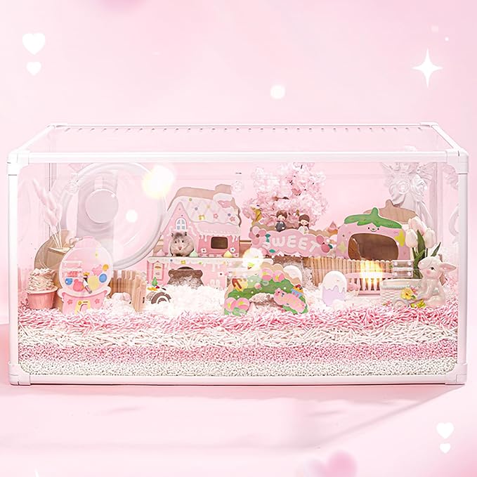 mini&moe Hamster Houses and Hideouts - Wooden Hamster Hideouts Multiple Entrances Small Animal Habitat Cage Accessories & Decor for Syrian Dwarf Gerbils Rat Mouse