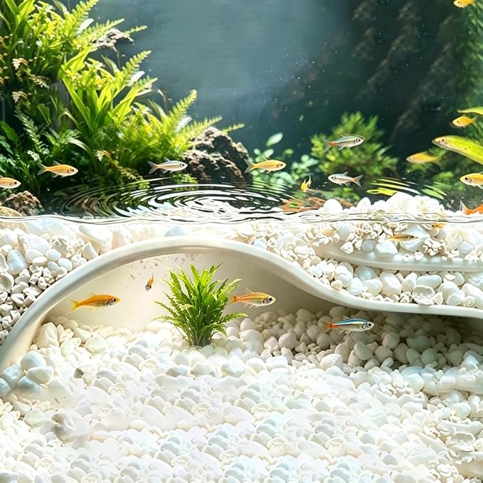 WADORN Aquarium Underground Tunnel Cave Plastic Under Gravel Tunnel Decor Sigle Hole Fish Tank Hideout Decor for Betta Fish Shrimp Corydoras Clown Loach Pleco Underwater Landscape, White