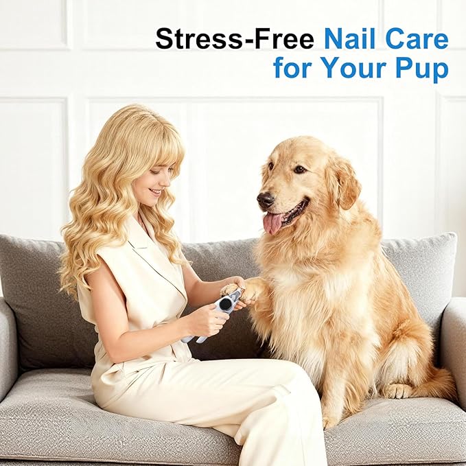 2-in-1 Dog Nail Clippers & Grinder with LED Light, Quiet Electric Pet Nail Trimmer for Small Medium Large Dogs & Cats, 3 Speeds, USB Rechargeable, Quick Sensor, Safety Lock & Splash Guard (White)
