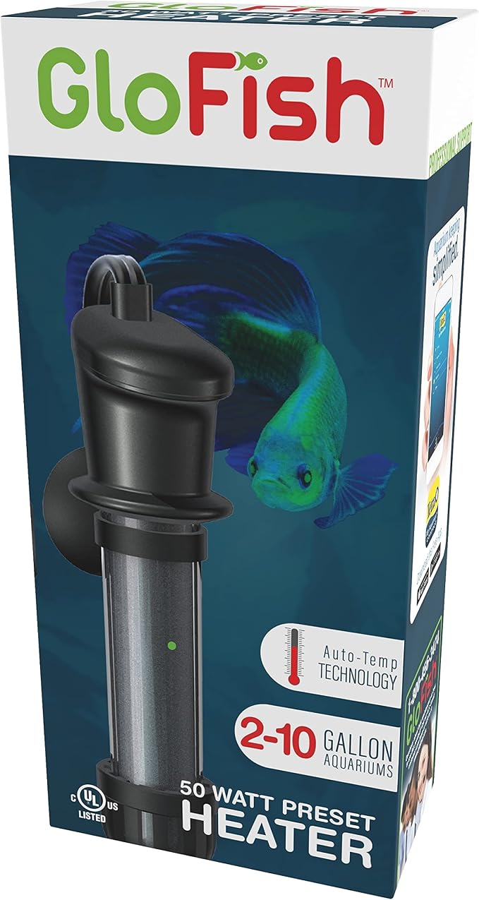 GloFish Submersible Heater 50 Watts, for Aquariums Up to 10 Gallons, UL Listed,Black (Pack of 5)