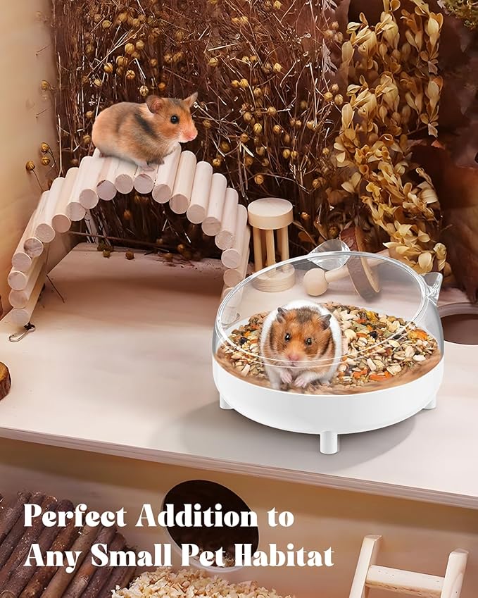 Pawfly Hamster Sand Bath Container, Hamster Sand Bath Box, Hamster Bathtub, Hamster Bathroom, Hamster Toilet, Plastic Dust Bath for Dwarf Hamsters, Syrian Hamster, Mice, Gerbils & Small Animal, White