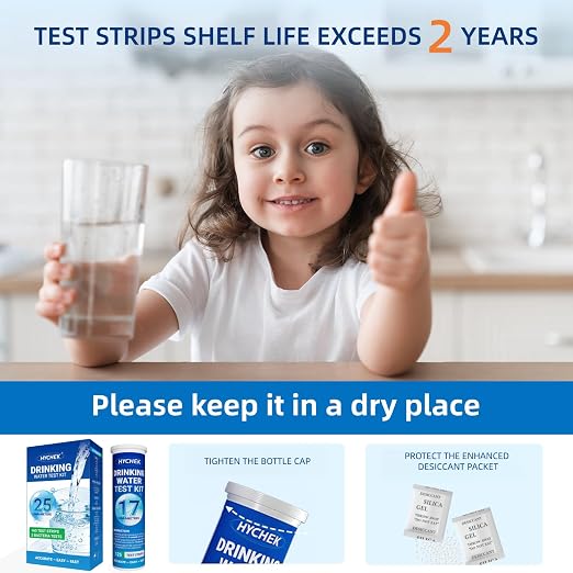 25 in 1 Home Drinking Water Test Kit, 165 Strips + 2 Bacteria Tests | Accurate Water Test Strips, Well & Tap Water Testing Kit, Tests Iron, Lead, Nitrate, Fluoride, Chlorine, Hardness, pH & More