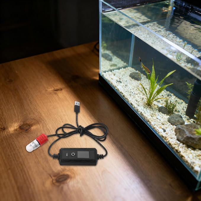 Abaodam Fish Tank Heater for Tropical Fish and Aquatic Pets with Dual Temperature Display, Plastic and Quartz Tube Construction, Suitable for Planted Tanks and Turtle