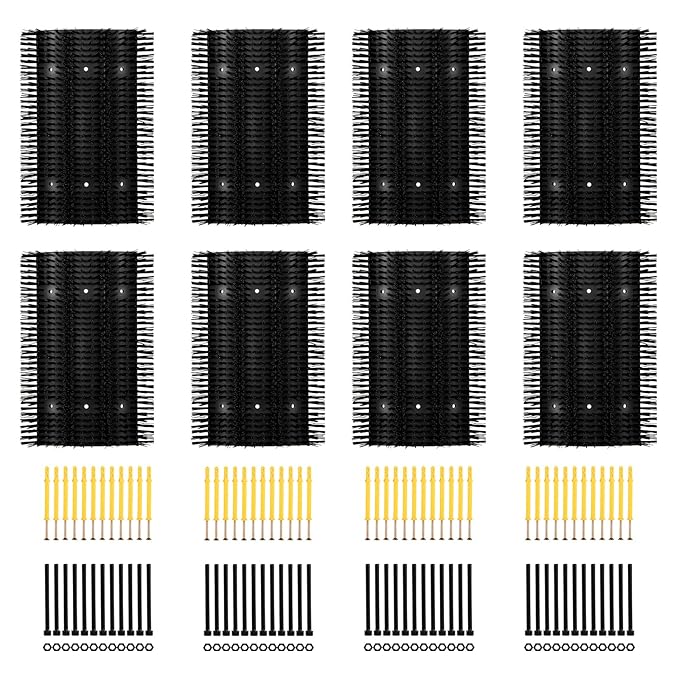 Extra Large Size Livestock Scratching Brush, Upgraded Horse/Goat/Cow/Cattle Scratcher Brush for Grooming, Itch Relief Horse Scratcher Brushes Kit with Two Sets of Mounting Screws(8-Pack,Black)