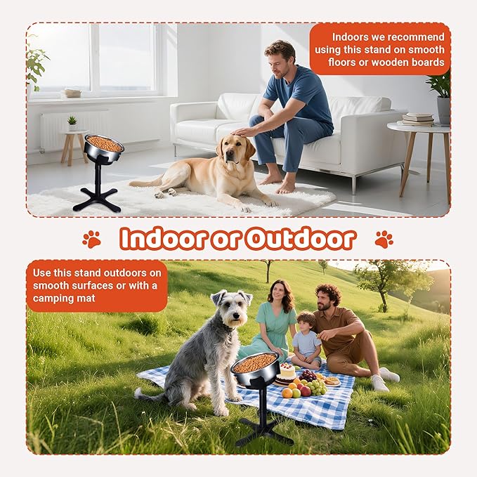 Elevated Adjustable Dog Bowl Feeding Stand, 3 Heights and Tiled Ajudst, Compatible with Moost Feeding Bowls, Great for Medium Large Dogs(1 Pack-C)