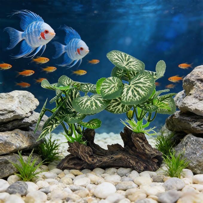Fish Tank Decor, Aquarium Plants, Reptile Tank Accessories | Artificial plant decorations for aquariums and amphibian habitats, providing both hiding spots and decoration. Type-B