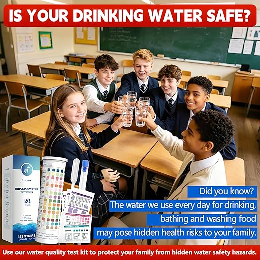 20 in 1 Water Tester for Drinking Water, Well Water Testing Kit, Suitable for Household Tap Water, Natural Water Quality Testing, Can Detect Water Hardness, Chlorine, Lead, Ph, Etc. (123 Test Strips)