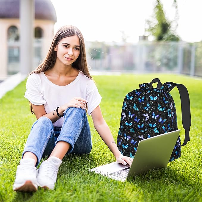 Butterflies Backpack for Women 16.7 Inch Laptop Backpack/Lightweight Waterproof Travel Daypack, Hiking & Work Bag