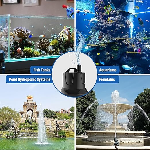 Simple Deluxe 1056GPH Submersible Water Fountain Pump, (4000L/H, 85W) Quick Water Change Aquarium Pump, 13ft High Lift, for Fish Tank, Pond, Hydroponics, Black