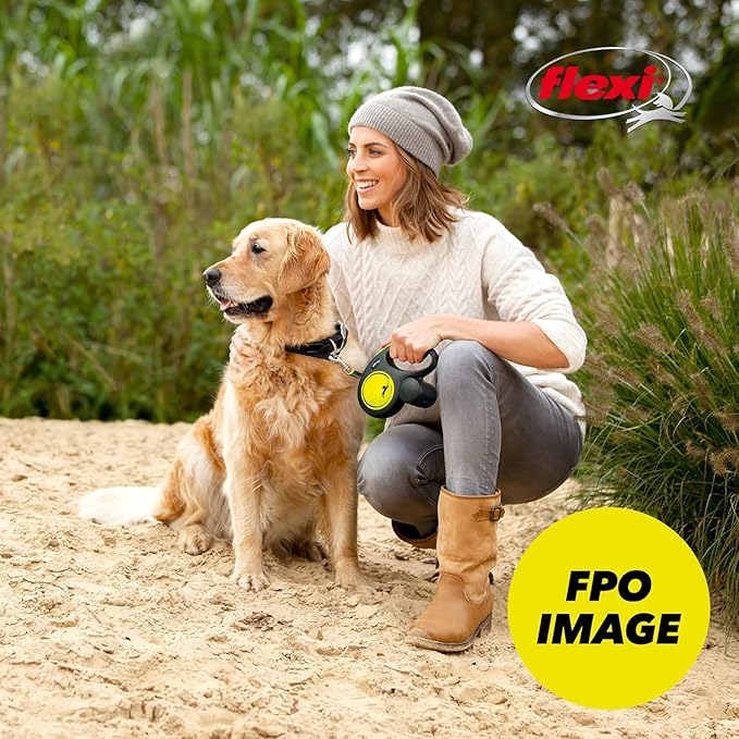 FLEXI Giant Tape Retractable Dog Leashes for Medium Dogs Upto 55 lbs. – 26 ft., Black | Tangle Free Pet Walking Leash with One-Handed Brake, Pause, Lock|German Quality Product