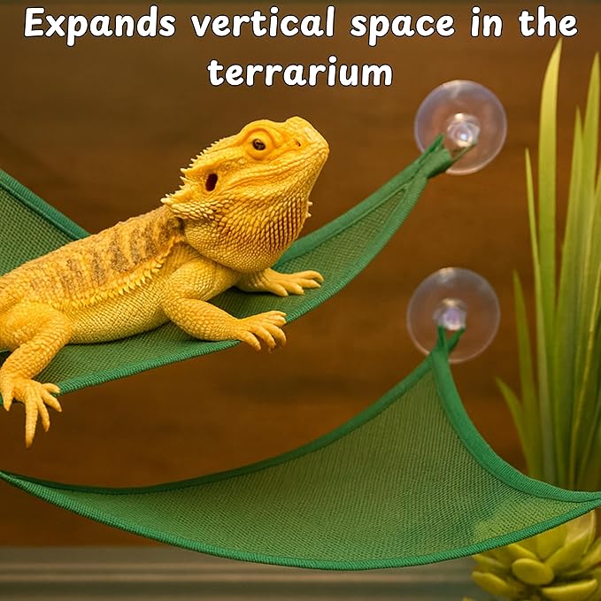 Bearded Dragon Reptile Hammock Enrichment Cage Accessories, Bearded Dragon Feeder Ball and Breathable Mesh Hammock, Lizard Hammocks Lounger Bed Rest and Feed Toy, Reptile Tank Accessories (Red)