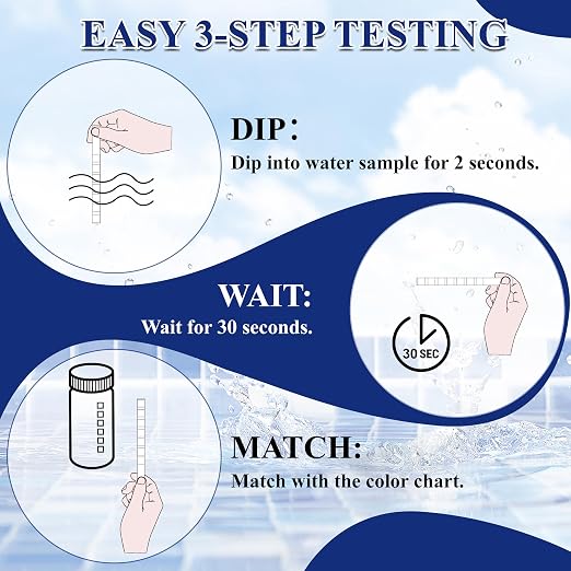 Pool Salt Test Strips Kit, 8 Way 125CT Water Test Strips for Saltwater Pool | Salt Water Pool Testing Strips Kit for Spa Hot Tub Testing pH, Total Alkalinity, Hardness, Cyanuric Acid, Chlorine, Bromine