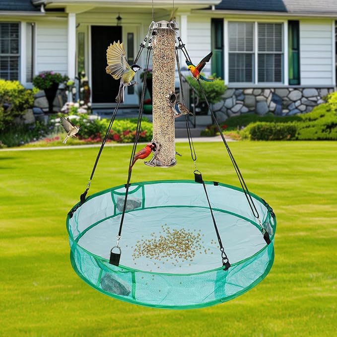 2Pcs Bird Seed Catcher for Outdoor Feeders, Bird Feeder Trays to Catch Seed, Upgraded Version Can Prevent Strong Winds. (24 inches)