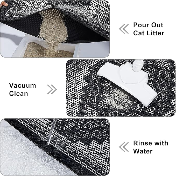 Cat Litter Mat 24"x29.5" Double Layer Waterproof Litter Box Mat Washable Litter Trapping Mat