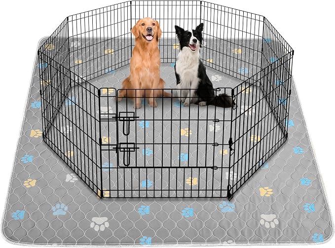 Aitmexcn Washable Puppy Dog Pee Pad, 4PCS 100% Waterproof Whelping Training Mat for Puppy/Senior Dog, Fast Drying Reusable Puppy Pads for Indoor, Outdoor and Car Travel- 32x36'' Llight Gray