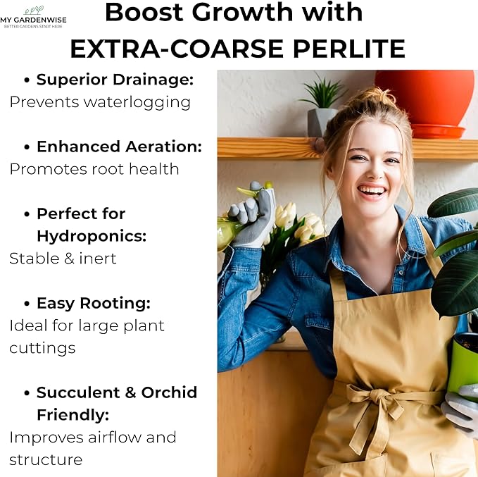 GARDENWISE Perlite for Plants, Extra Coarse Grade 4 Horticultural Perlite, Organic Perlite for Gardening Indoor & Outdoor, Made in USA (1 Quart)