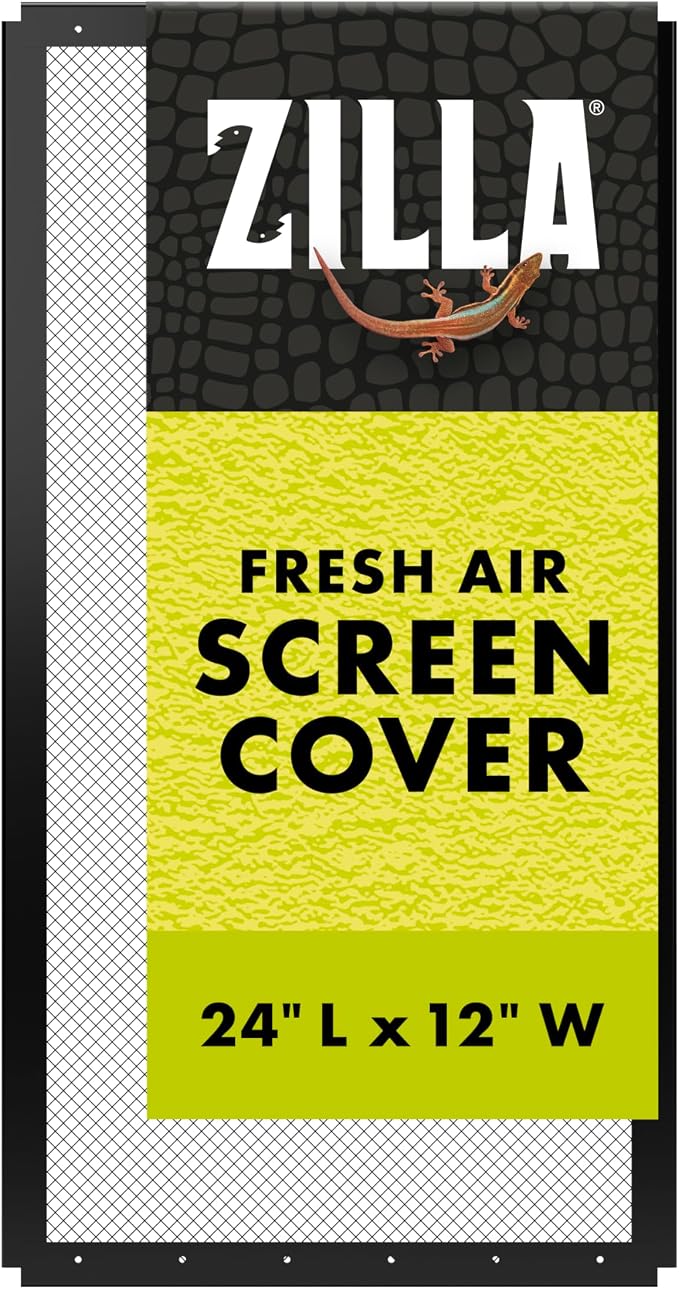 Zilla Fresh Air Screen Cover, Secure and Durable Metal Mesh Cover for Reptile Terrariums, 24 x 12 inches | Secure and Durable Metal Mesh Cover for Reptile Terrariums