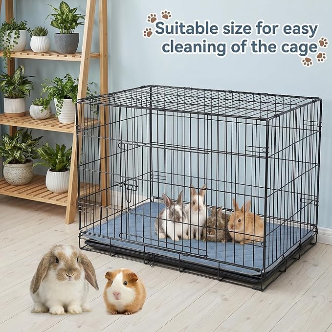 6 PCS Washable Guinea Pig Cage Liners, 24 X 18 Inch Leakage Prevention Rabbit Cage Liner Reusable Anti Slip Guinea Pig Pee Pads Absorbent Bunny Mat for Small Animals, Rabbits and Hamsters-Grey